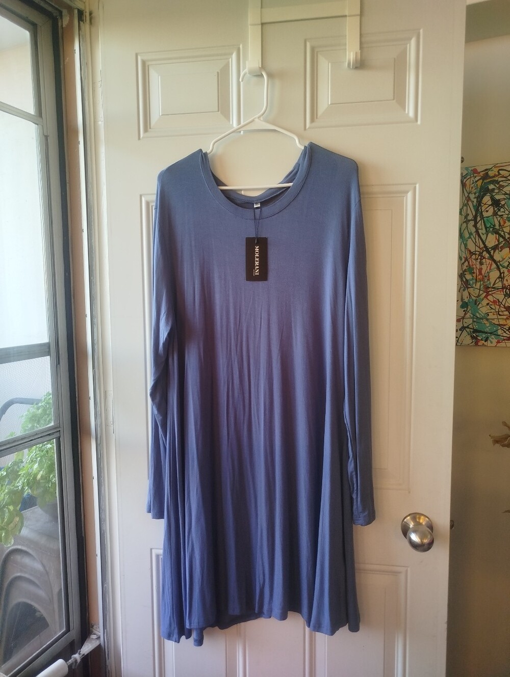 Women’s Long Sleeve Swing Dress in Dusty Blue